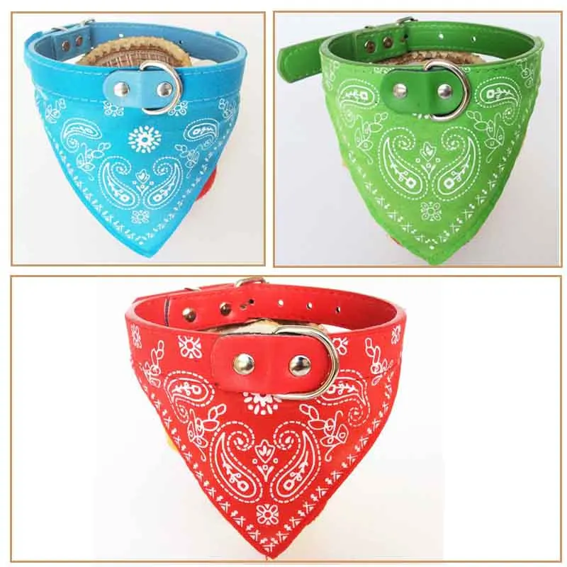 7 Colors 4 Size Adjustable Dog Collar Puppy Cat Scarf Collar for Dogs