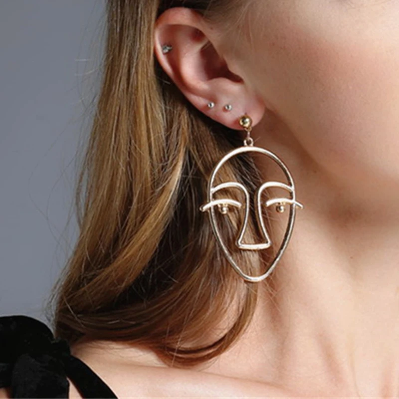 

Europe and the United States personality exaggerated abstract hollow earrings alloy earrings for women fashion jewelry ED417