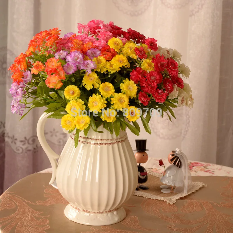 Pretty Artificial Mini Daisy Silk Flower Bouquet Wedding Home Party Decoration 
