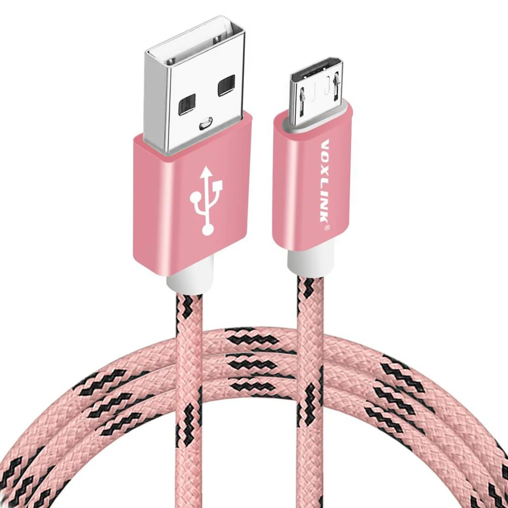 VOXLINK Micro USB кабель 2A Быстрая зарядка микро кабель для передачи данных для samsung/xiaomi/lenovo/huawei/htc/Meizu Android кабели для мобильных телефонов - Цвет: Pink