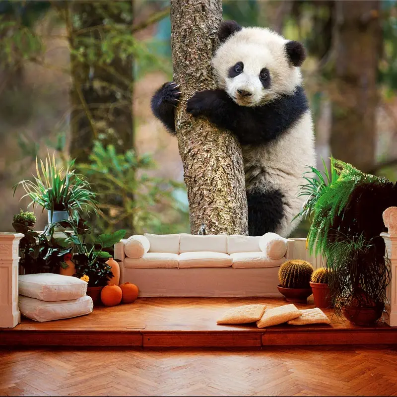 Детская комната обои 3D Природа панда Фотообои наклейки для спальни домашний