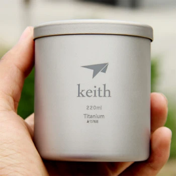 

Keith Water Glass 220ml Titanium Double-wall Mug With Lid No Odor Anti-acid No Scale Drinkware Cup Camping Picnic Hiking Ti3301