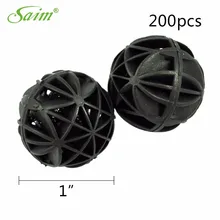 200pc 1″ Saim Black Aquarium Fish Tank Filter Bio-balls Filtration Media For Aquarium Pond Reef Water Filter Air Pump Accessory