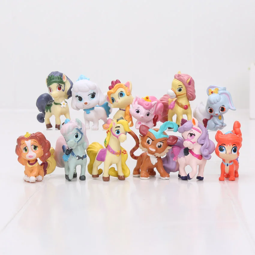 

12pcs/lot Princess figure Palace animal horse PVC Action Figures animal Cats Dogs Figures Kids Toys for Boys Girls