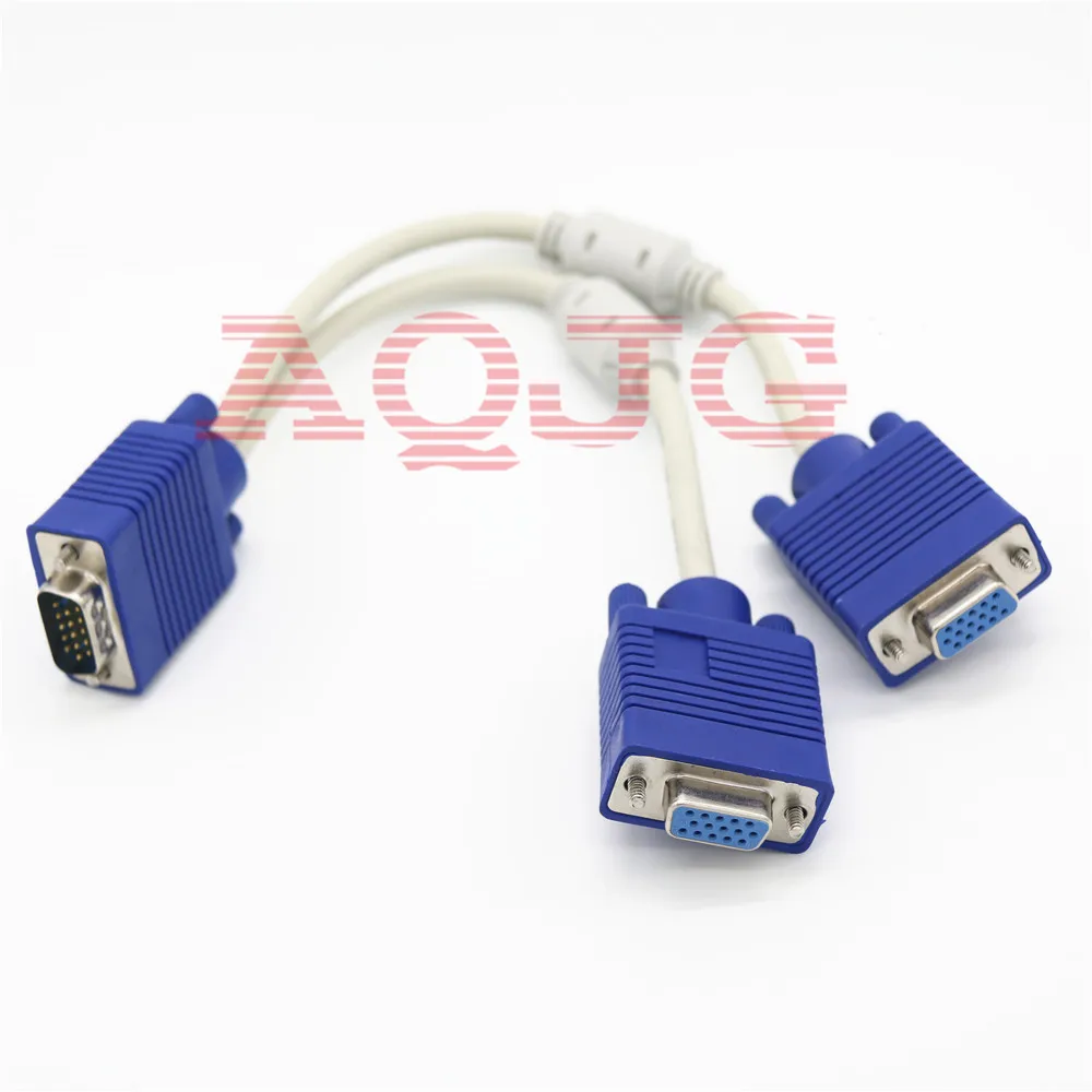 RGB VGA SVGA Male to 2 VGA two HDB15 Female Splitter Adapter extension