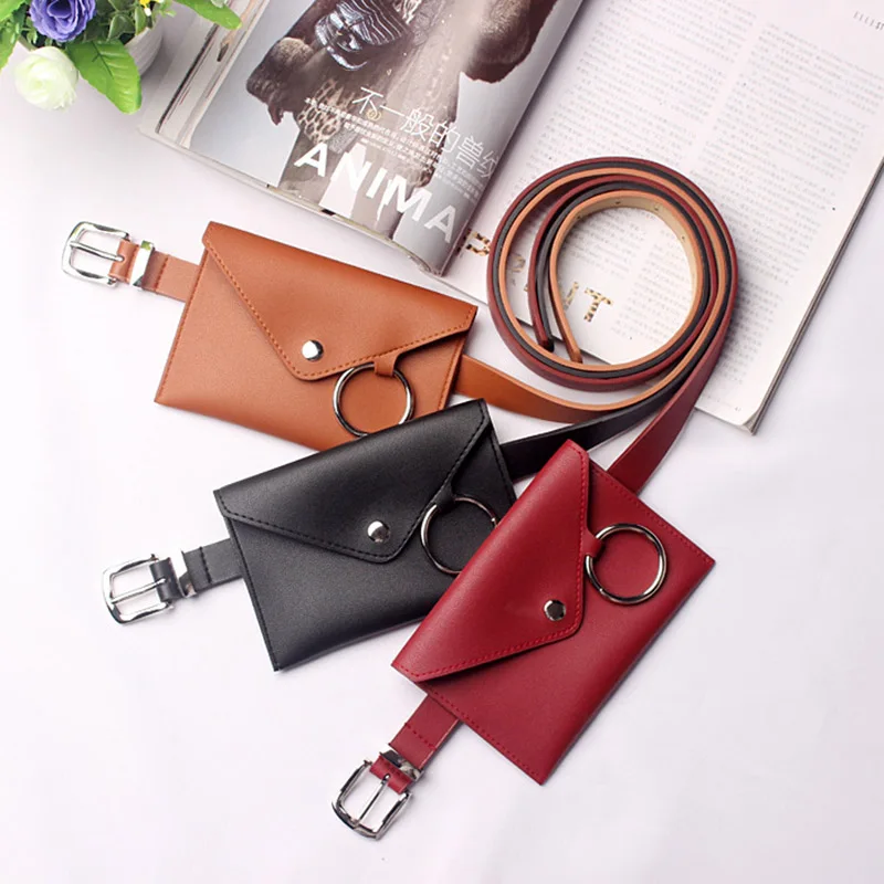 Fashion Women Chest Bag Solid Color Ring PU Leather Messenger Shoulder Crossbody Clutch Bag Packet Handbag Bolsa Feminino SS0421 (2)