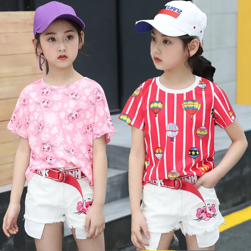 

kids clothes Girls Summer Set 2019 New 4-12 years Girls Fashion Set Cascade Casual Shorts Children Fashion Sports Set