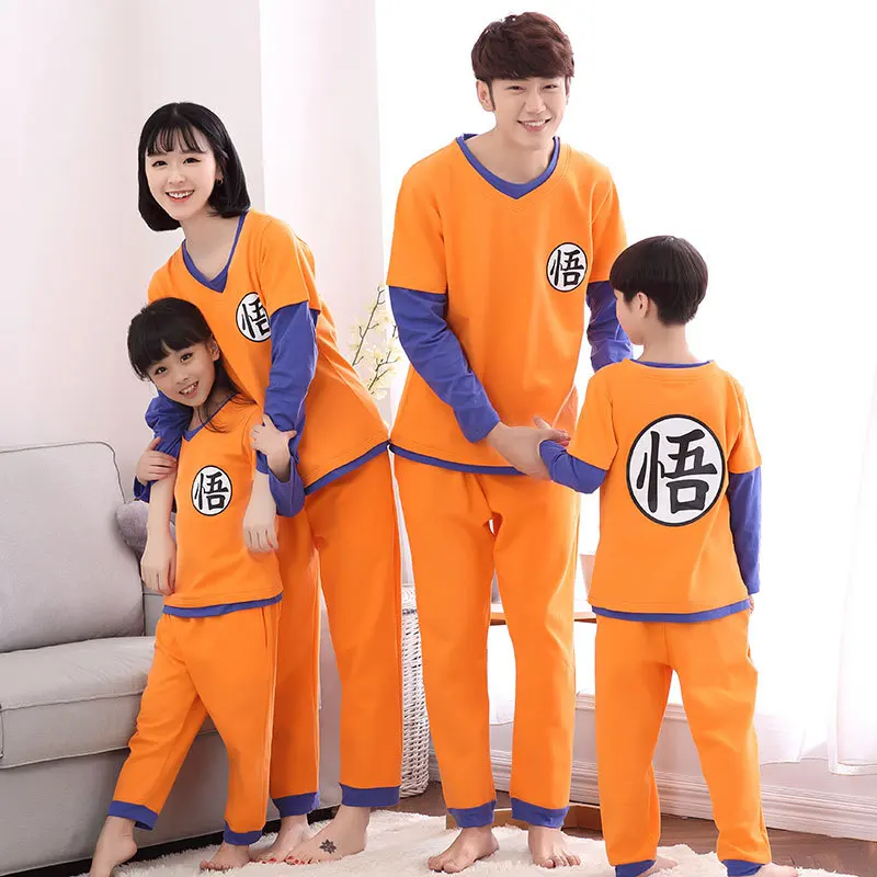 Семейный пижамный комплект с изображением Драконий жемчуг, одежда для мамы и дочки, хлопковая простая Домашняя одежда Wukong с китайским рисунком, косплей