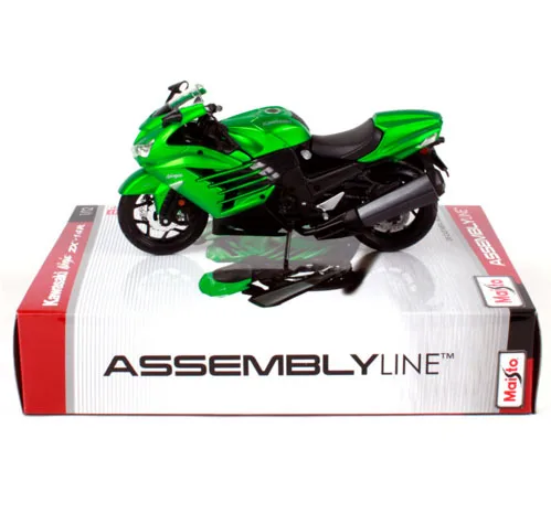 Сборная зеленая модель мотоцикла Maisto 1:12 Kawasaki Ninja ZX 14R сделай сам для мальчиков
