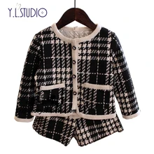 2 предмета, коллекция года, осенне-зимняя одежда для маленьких девочек детская одежда, спортивный костюм, костюм для девочек, детские комплекты пальто с длинными рукавами