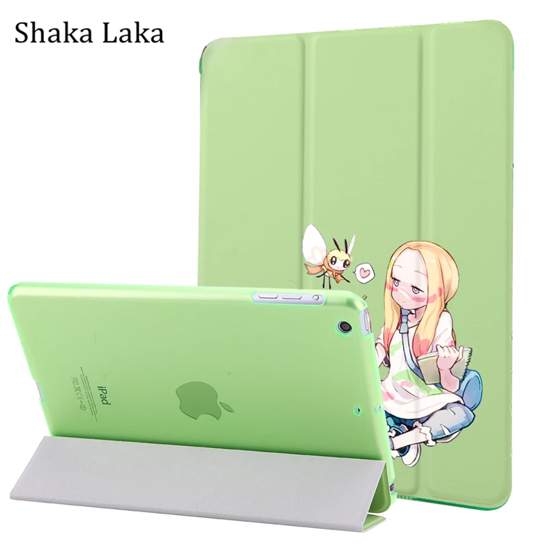 

Lovely Girl Print Case For iPad Air Air2 9.7" PU Leather Stand Cover Hard PC Back Case For iPad Air auto sleep & wake up
