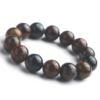 

Genuine Natural Pietersite Gems Stone Big Stretch Crystal Round Bead Woman Men Powerful Bracelet 15mm