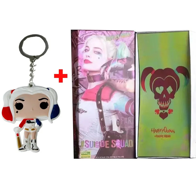 Crazy Toys Suicide Squad Harley Quinn Action Figure and Harley Quinn Keychain Doll Anime Collectible Model Toy 26cm In Boxed (9)