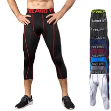 Для мужчин спортивный до середины икры Длина брюки Фитнес Тренажерный зал Бег Баскетбол брюк бег Леггинсы компрессионные колготки Slim Fit Брюки