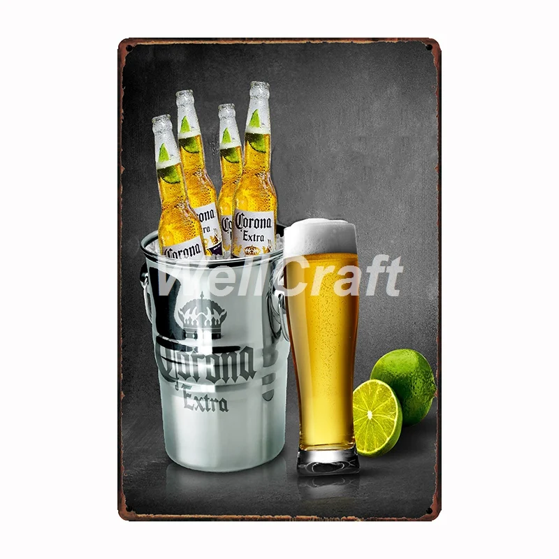 [WellCraft] Корона дополнительные металлические знаки пива найти пляж настенный плакат Декор для бара паба железная живопись FG-228 - Цвет: WA 2817
