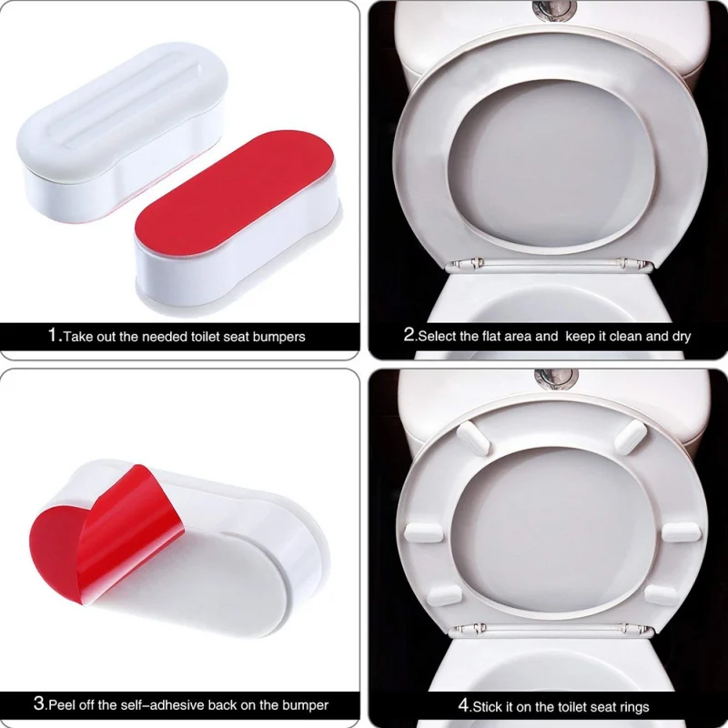 

4 Pieces Toilet Seat Bumpers Toilet Seat Cover Lifter Kit With Strong Adhesive Avoid Touching Hygienic Clean Supplies