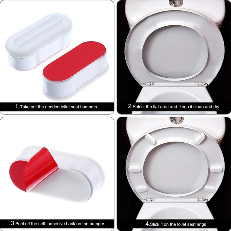 4 Pieces Toilet Seat Bumpers Toilet Seat Cover Lifter Kit With Strong