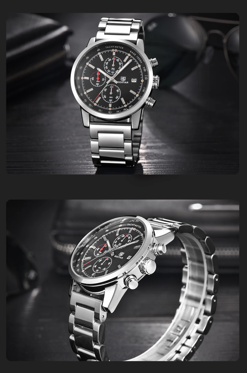 BENYAR часы мужские роскошные брендовые кварцевые часы модные часы с хронографом Reloj Hombre спортивные часы мужские часы Relogio Masculino