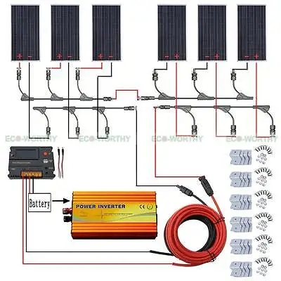 

6x 100W 12V Solar Panel & 3000W Inverter,20A Temperature Compensation Controller