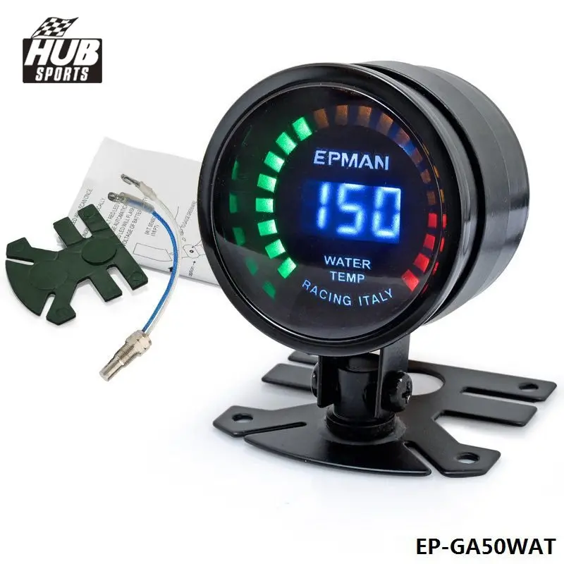 Hubsports-2015 New EPman racing 52mm Smoked LED Digital Water Temperature Temp Meter with Sensor bracket For Scion HU-GA50WAT