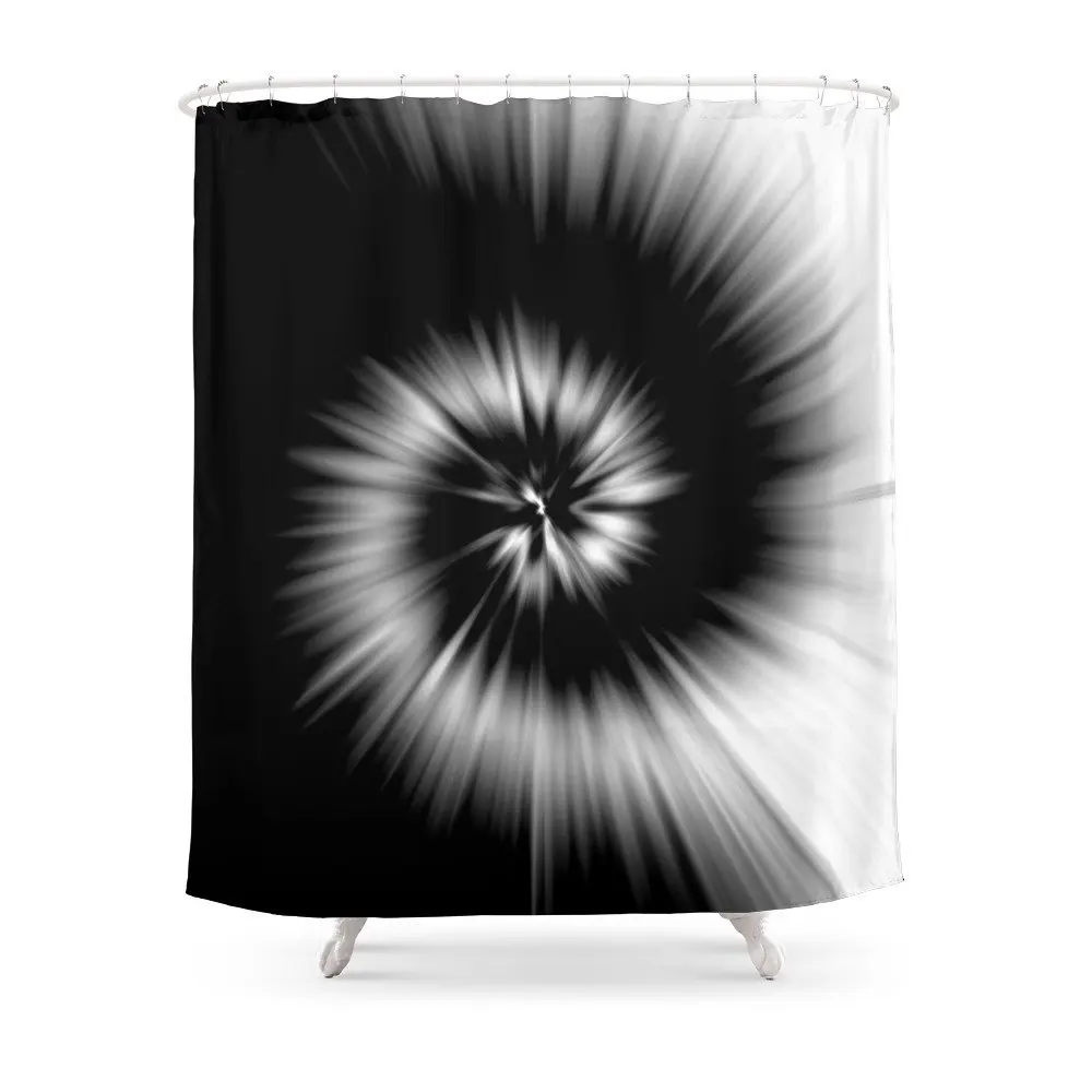 TIE DYE 1 (Black & White) Shower Curtain Waterproof Polyester Fabric Bathroom Decor Multi Size