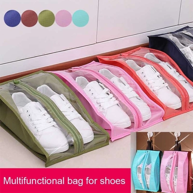 1PC Dustproof Shoes Storage Bag Transparent Waterproof Hanger Shoes  Organizer Zipper Pouch Travel Shoes Holder Bag Closet Holder - AliExpress