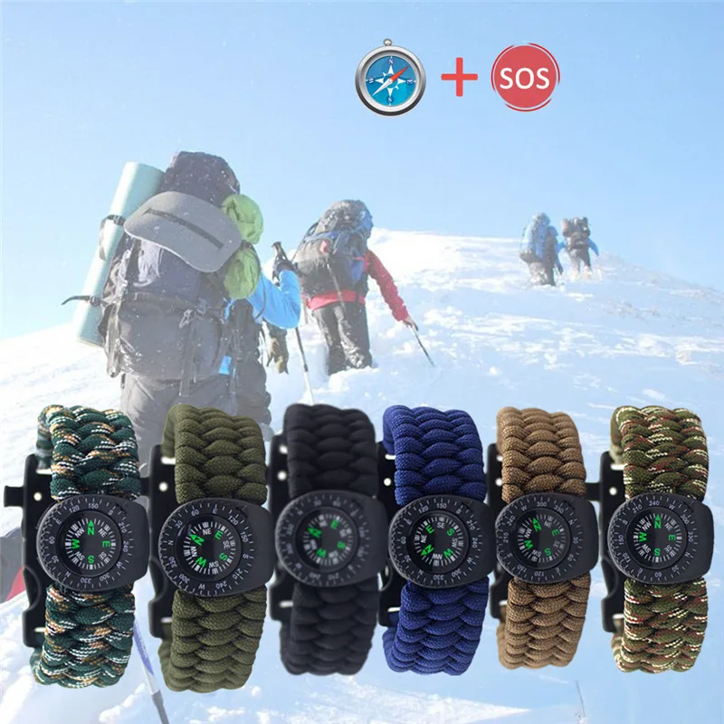 

Survival Paracord Bracelet Men Outdoor Camping Handmade Woven Parachute Bow Buckle Bangle Brazaletes Pulseras Hombre