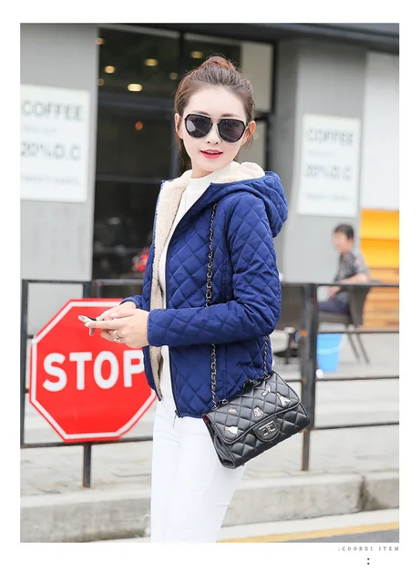 Autumn 2018 New Parkas basic jackets Female Women Winter plus velvet lamb hooded Coats Cotton Winter Jacket Womens Outwear coat -