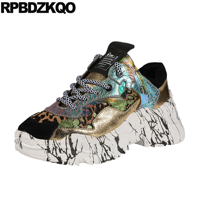 

Sneakers Trainers Designer Shoes Women Luxury 2019 Thick Sole Elevator Leopard Print Muffin Creepers Platform Wedge Harajuku
