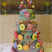 Высокое качество 5 Слои уровня с украшением в виде кристаллов акриловые круглые подставка для кекса Свадебная вечеринка Рождество стойка для торта