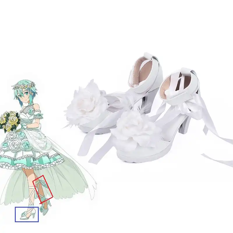 Anime Sword Art Online Asada Shino White Wedding Cosplay Shoes