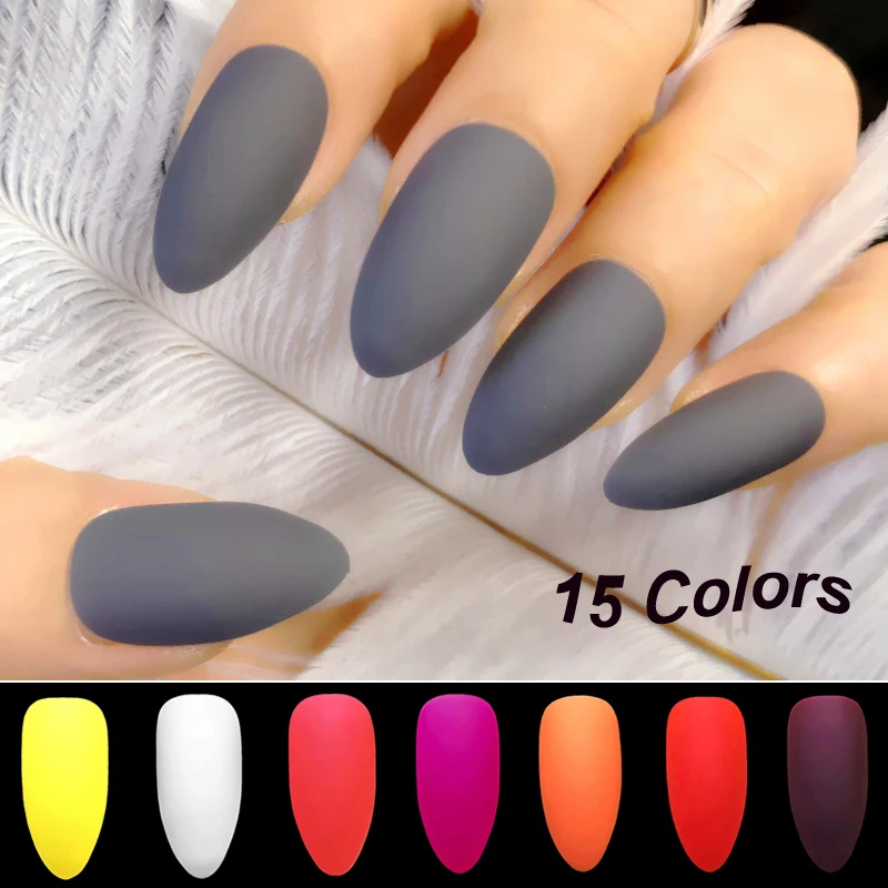 

Gray Stiletto Matte False Nails Nail Art Manicure 24pcs Frosted Tips Fake Nails Forms For Extension Manicure Art for Decoration