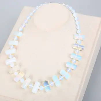 

Natural Stone Opal Necklace Statement Coral Chunky Women Clover Fashion Pendant Necklace Vintage Opal Men Jewelry Long Chain