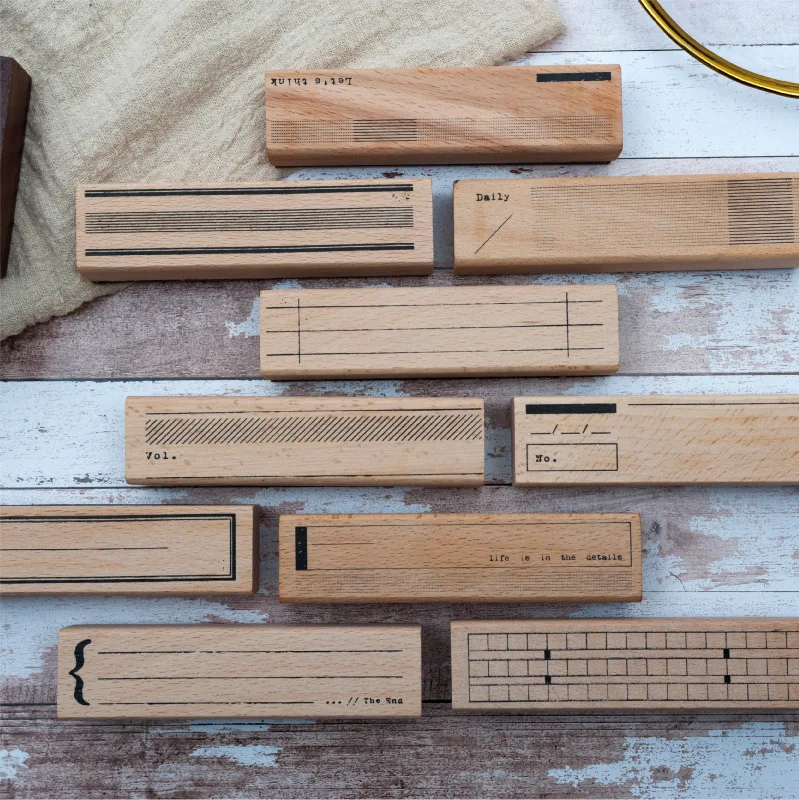 

Creative Basic Geometry Table retro grid/line/daily/sign seal stamp wood and rubber seal log rubber stamp decorative dairy book