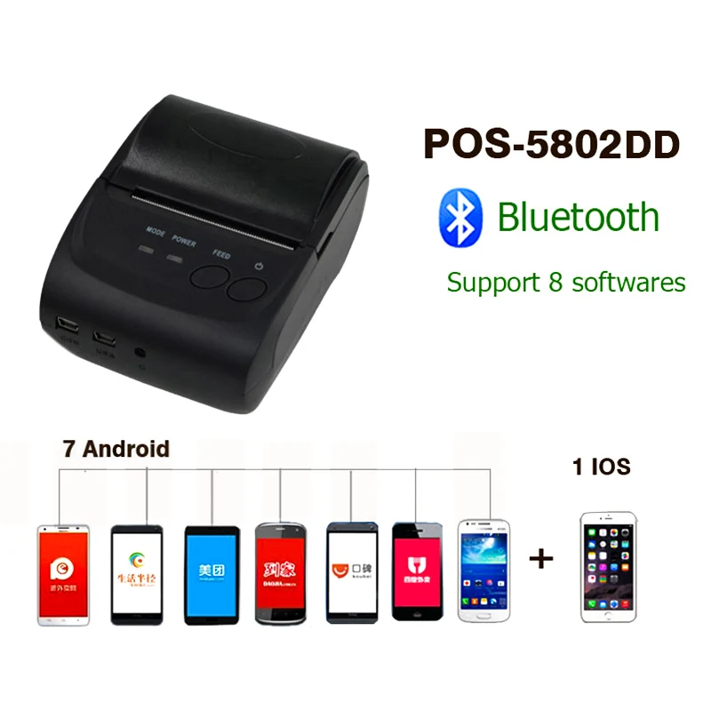 Портативный термопринтер ZJiang 58 мм портативный USB Bluetooth беспроводной для Window IOS