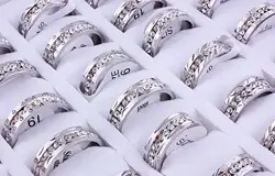 Оптовая продажа оптом работа 10 шт. 6 мм серебро фианит 316L нержавеющая сталь кольцо обручальное вечерние обручение партии подарок на день св