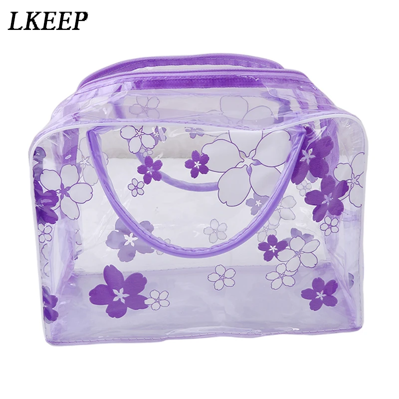 

PVC Transparent Cosmetic Bag Women Make Up Bag Flowers Printed Toiletry Bags Makeup Organizer Case For Travel Cosmetic Bag Lady