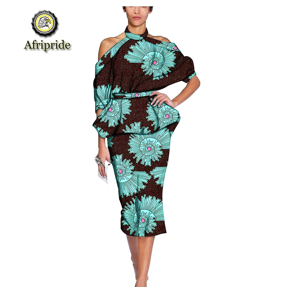 

2019 African dresses for women dashiki print women dress party dress halter spaghetti strap formal clothes AFRIPRIDE S1925069