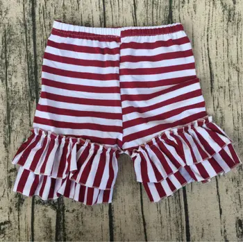 

Striped Baby Girl Knitted Shorts Boutique design Wholesale Girls double Ruffle Hot Shorts
