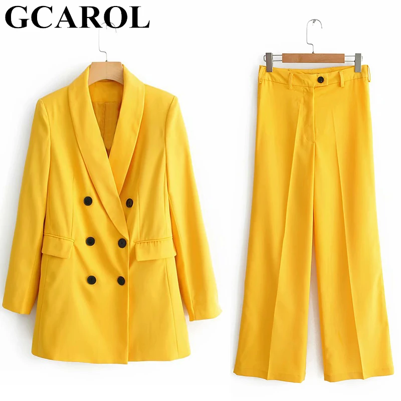 

GCAROL 2019 New Arrivals Women 2 Pieces Sets OL Suit And Straight Cutting Pants Spring Summer Bright 2 Pieces Set Outfits