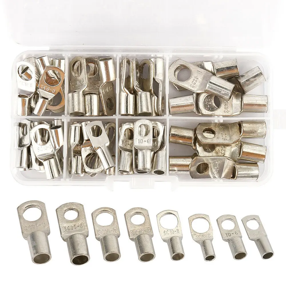 

60pcs Copper Battery Welding Cable Lug Tube Terminals Ring Crimp Connectors Accessories Electrical Tools Useful