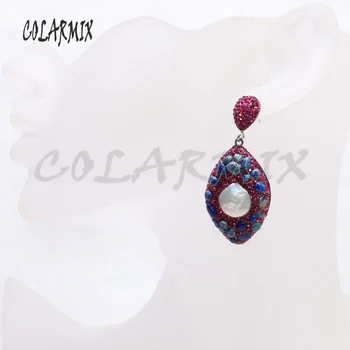 

4 Pairs Drop earrings mix color tiny stone&pearls earrings wholesale jewelry earrings gift for lady earrings 7040