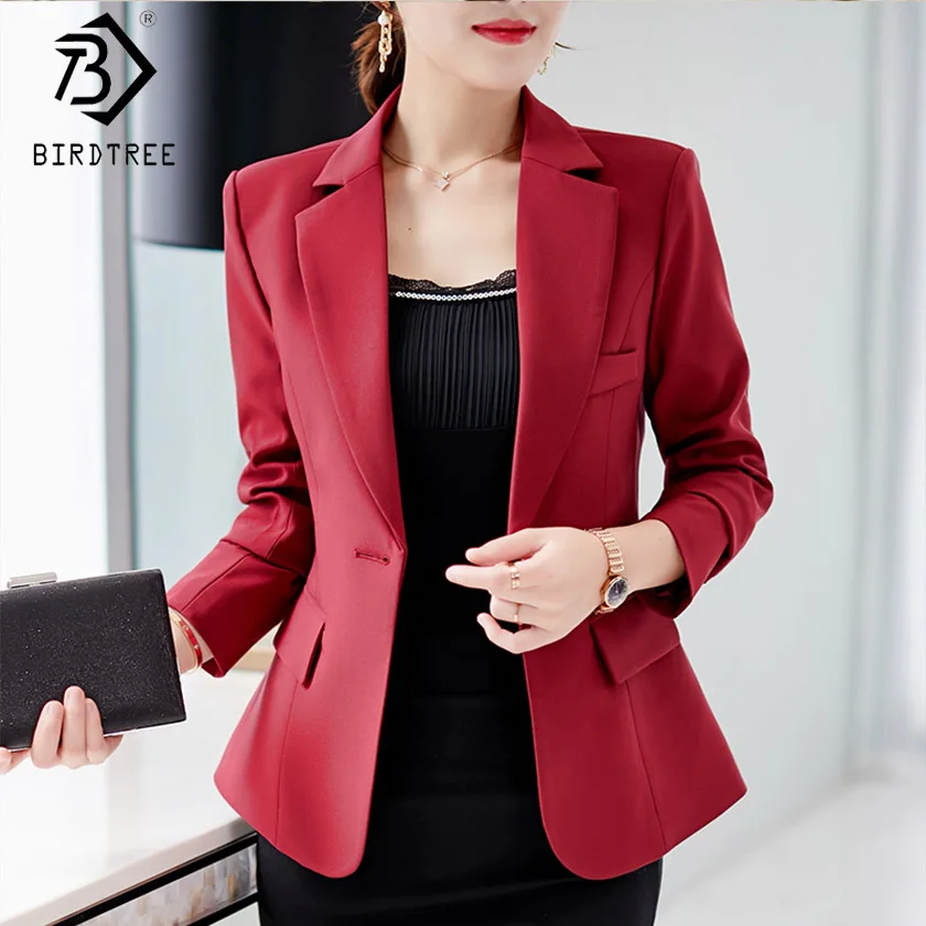 

2019 Woman's New Korean Style Slim Solid Blazer Coat Leisure Fashion Long-sleeve Notched Office lady Hot Sale C96401K