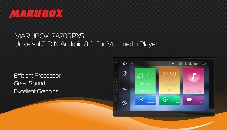 Marubox 7A705PX5, автомобильный мультимедийный плеер, Универсальный 2Din, Android 8,0, Восьмиядерный, 1024*600 ips, 4G ram 32G rom, gps, радио 6686, Bluetooth