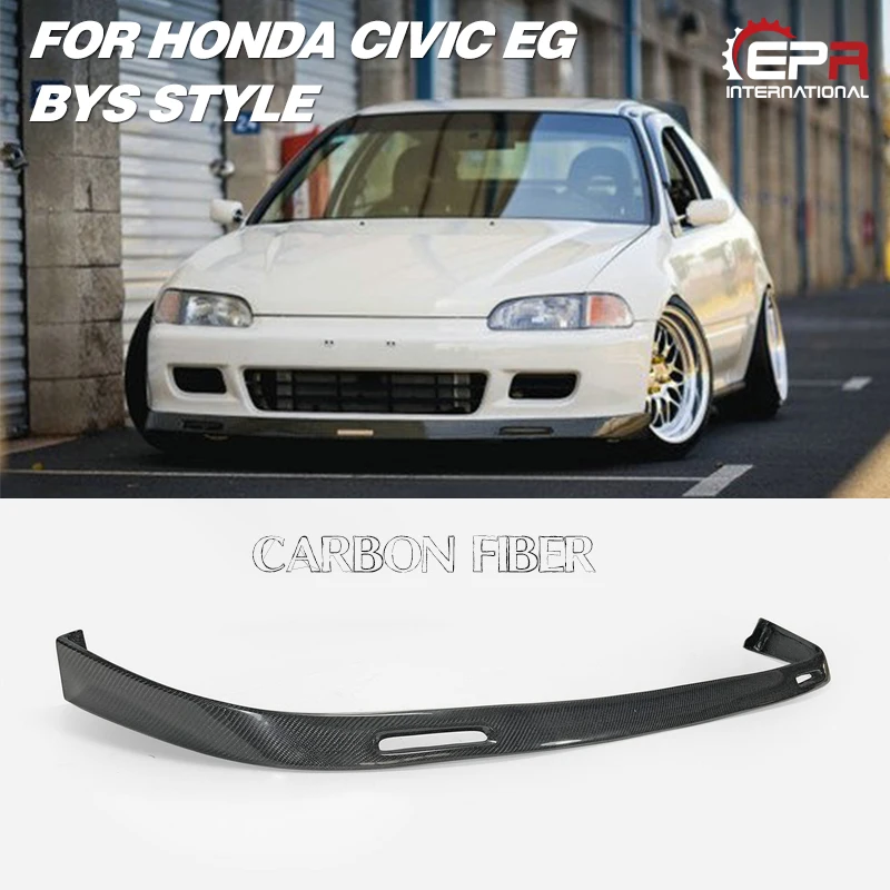 Автомобильный-Стайлинг для Honda Civic EG 1992-1995 BYS стиль углеродное волокно передняя губа глянцевая отделка бампер разветвитель тюнинг под спойлер комплект