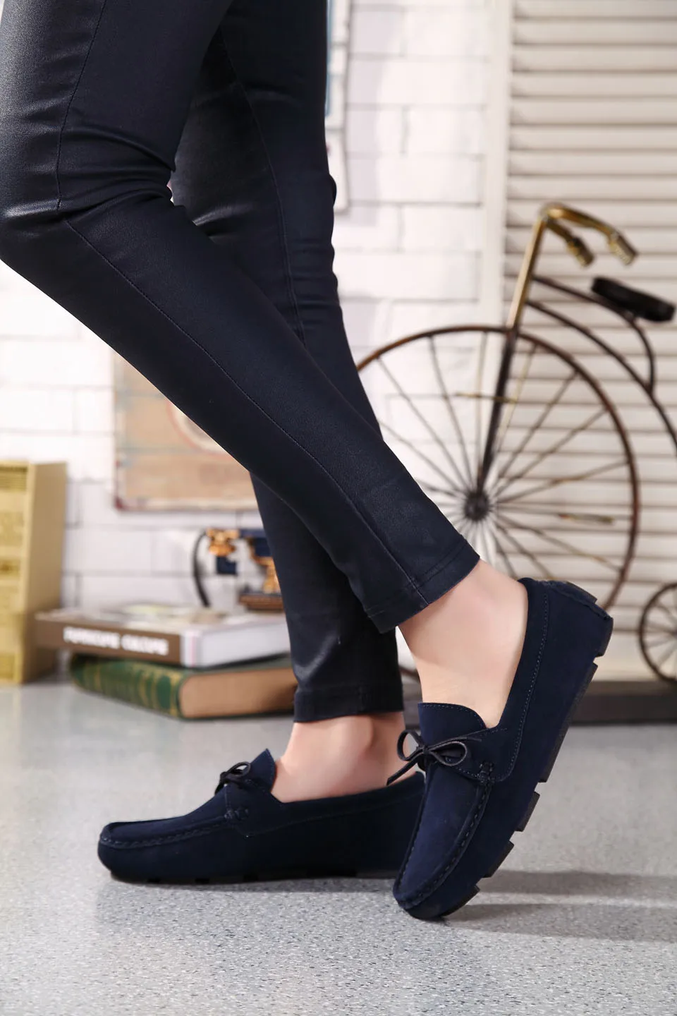 EOFK/ осенние женские лоферы; мокасины; повседневная обувь из натуральной кожи; женская обувь на плоской подошве; женские мокасины; слипоны; синяя обувь