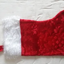 42 см длина красные тисненые плюшевые pleuche Новогодний носок для подарков подарочная сумка