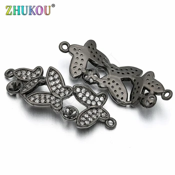 

12*32mm Brass Cubic Zirconia Three Butterfly Connectors Charms DIY Jewelry Findings Accessories, Model: VS119