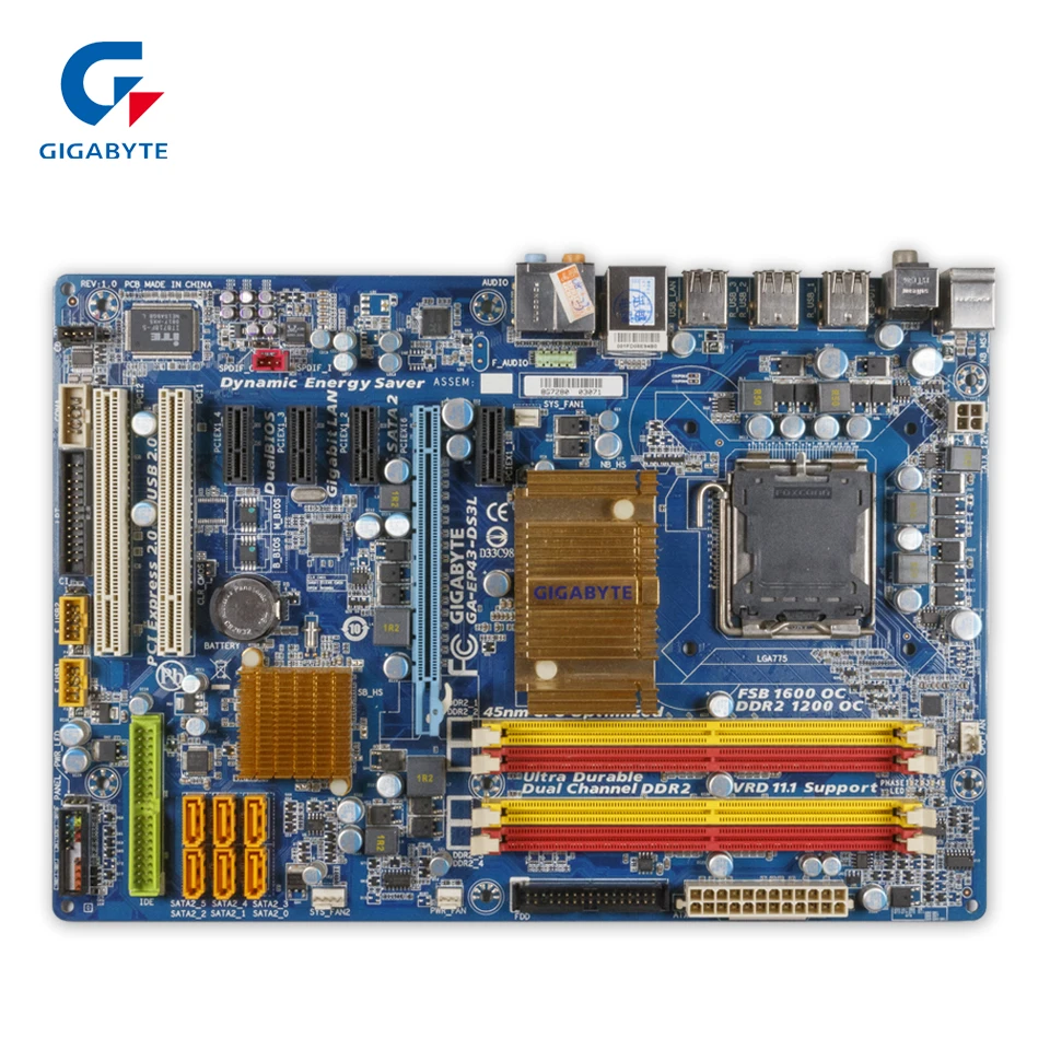 Original Gigabyte GA-EP43-DS3L Desktop Motherboard EP43-DS3L P43 LGA 775 DDR2 16G SATA2 USB2.0 ATX 100% Fully Test | Компьютеры и офис