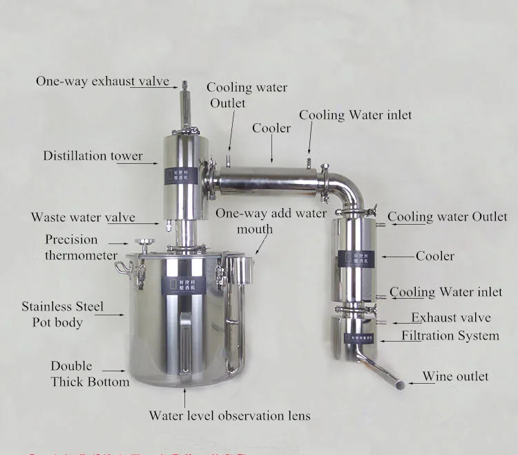 21L дистиллирующая конструкция охлаждения домашний комплект дистиллирующая колонна алкогольный самогон Hooch Водка Виски коньяк дистиллятор водный сок и т. д